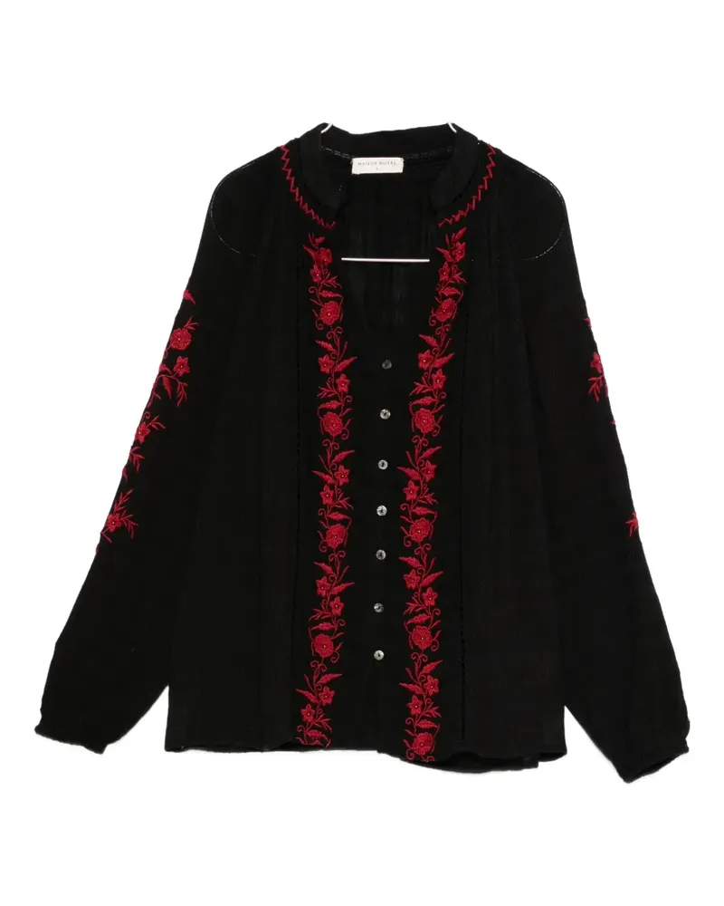 MAISON HOTEL floral-embroidered cotton blouse - Rot Rot