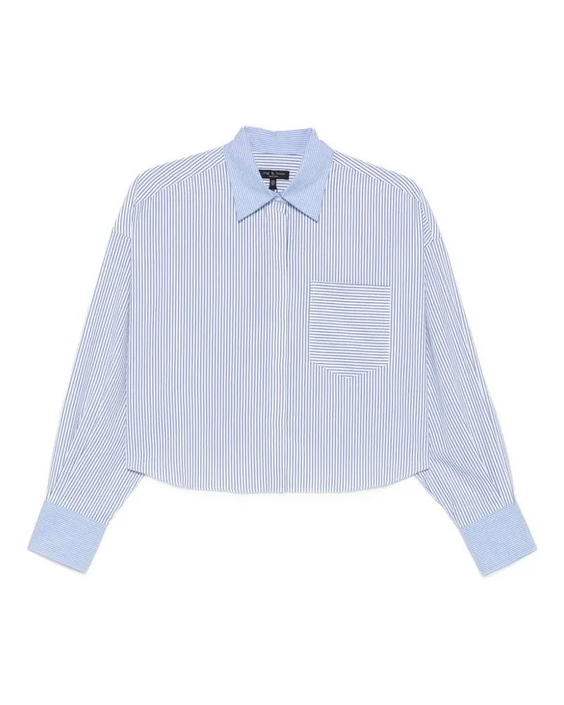 Rag & Bone Gestreiftes Cropped-Hemd - Weiß Weiß