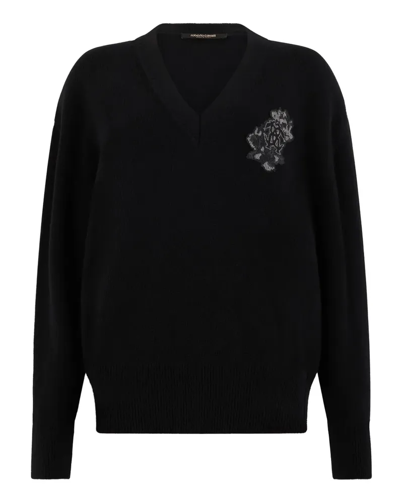 Roberto Cavalli V-neck long-sleeve sweater - Schwarz Schwarz