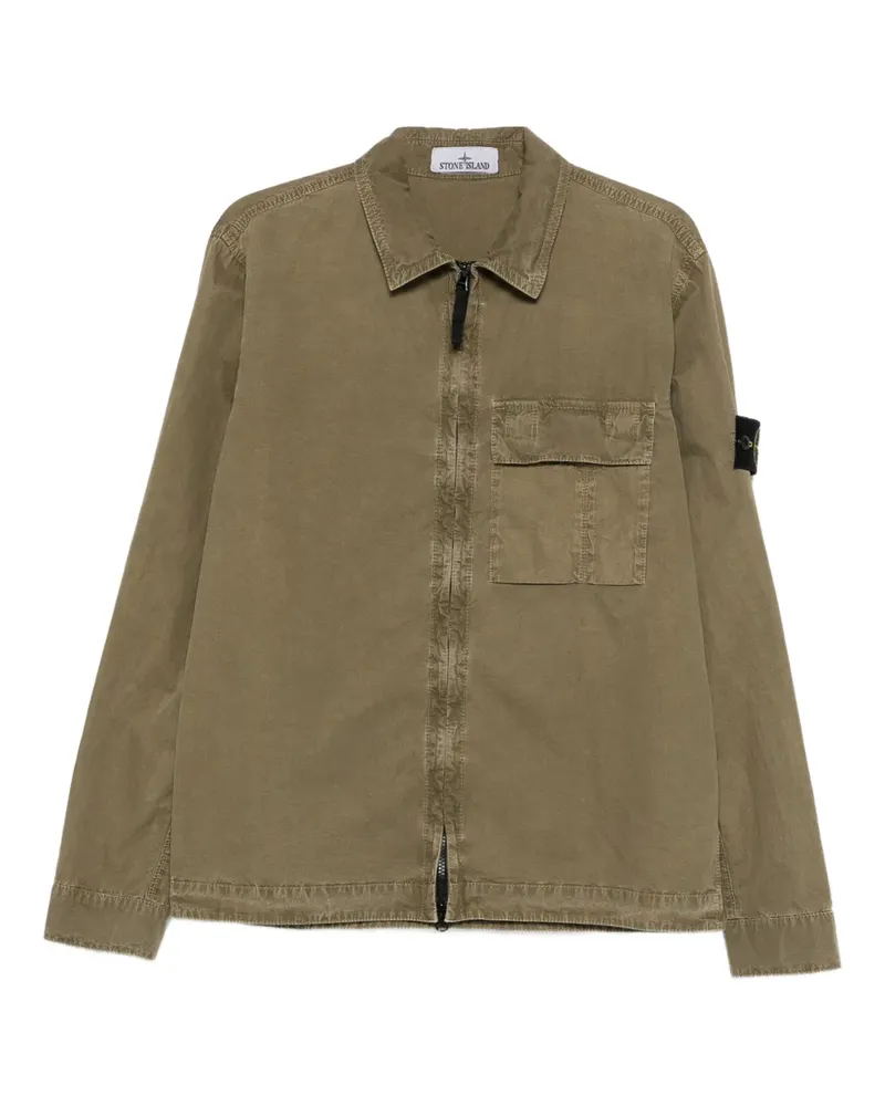 Stone Island chest-pocket zip-up shirt jacket - Grün Grün