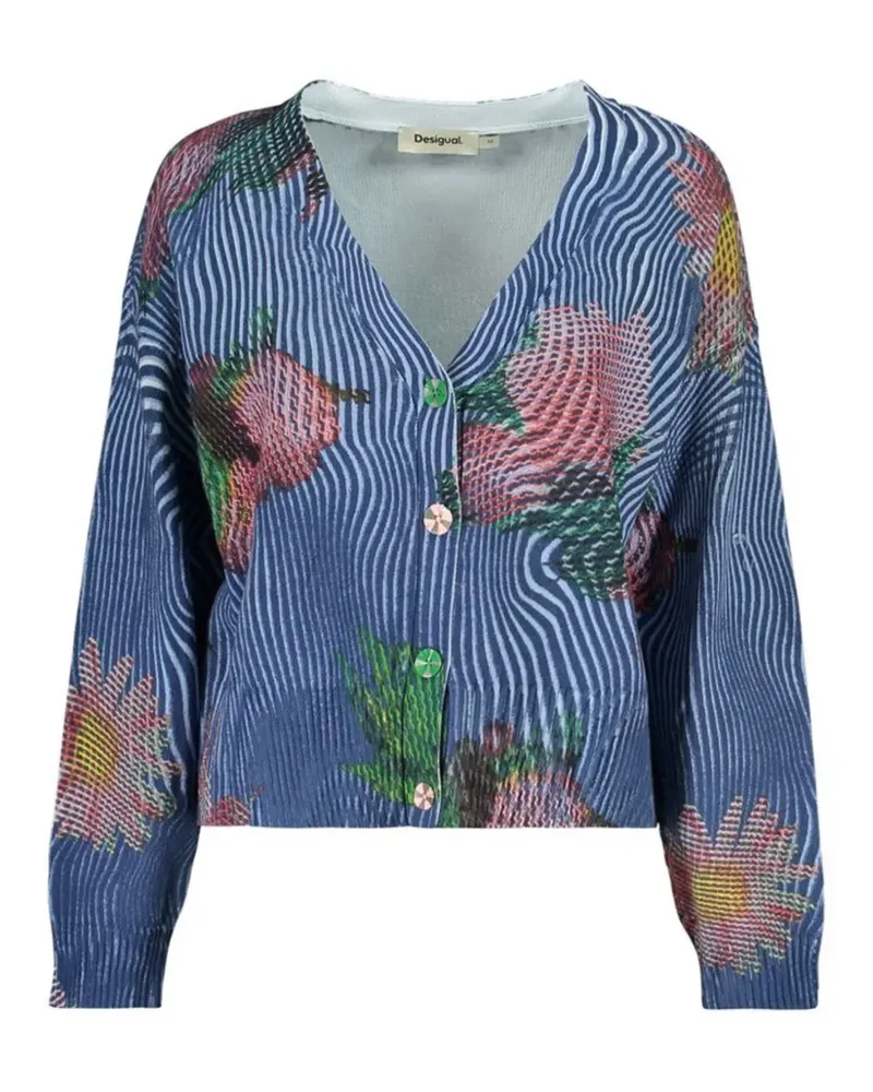 Desigual Cardigan mit Blumenprint - Blau Blau