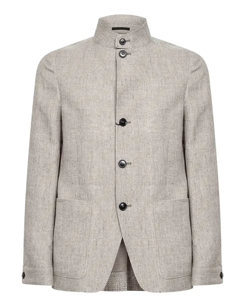 Ermenegildo Zegna Il Conte Oasi button micro-check jacket - Nude Nude