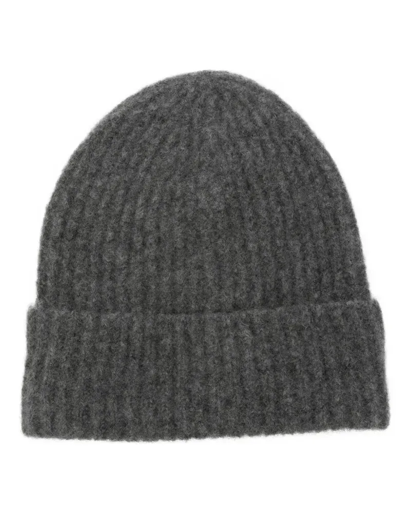 Roberto Collina Gerippte Beanie - Grau Grau