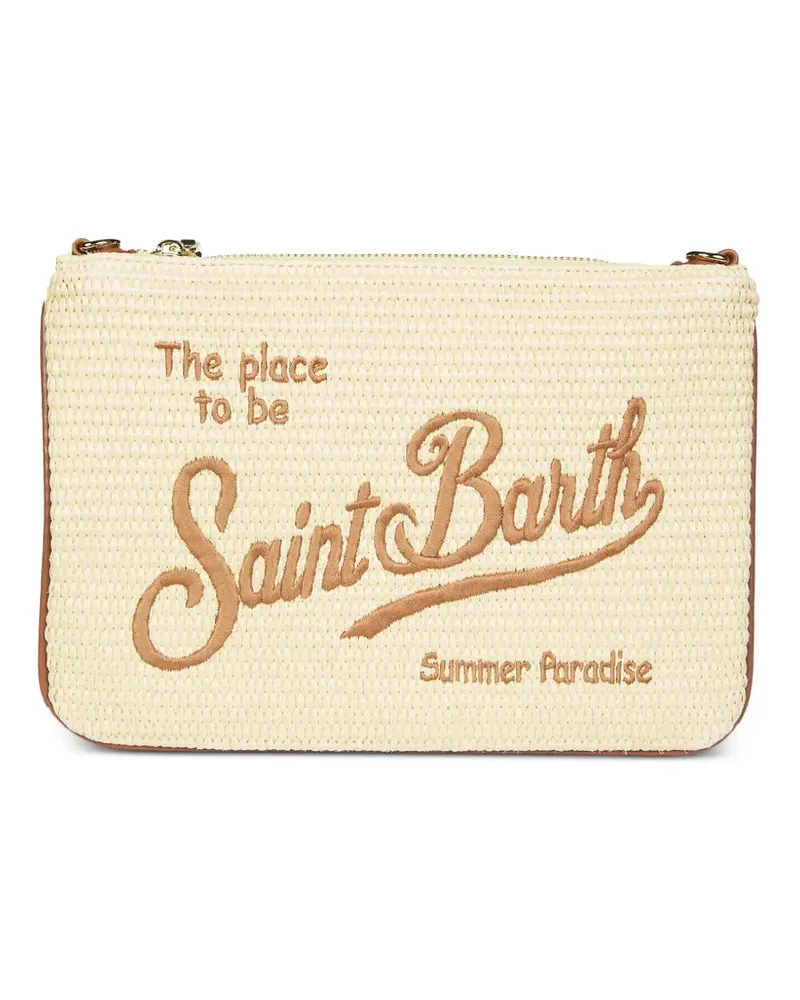 MC2 Saint Barth Parisienne straw emb clutch bag - Nude Nude