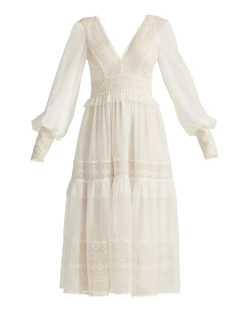 Tadashi Shoji ruffled lace dress - Weiß Weiß
