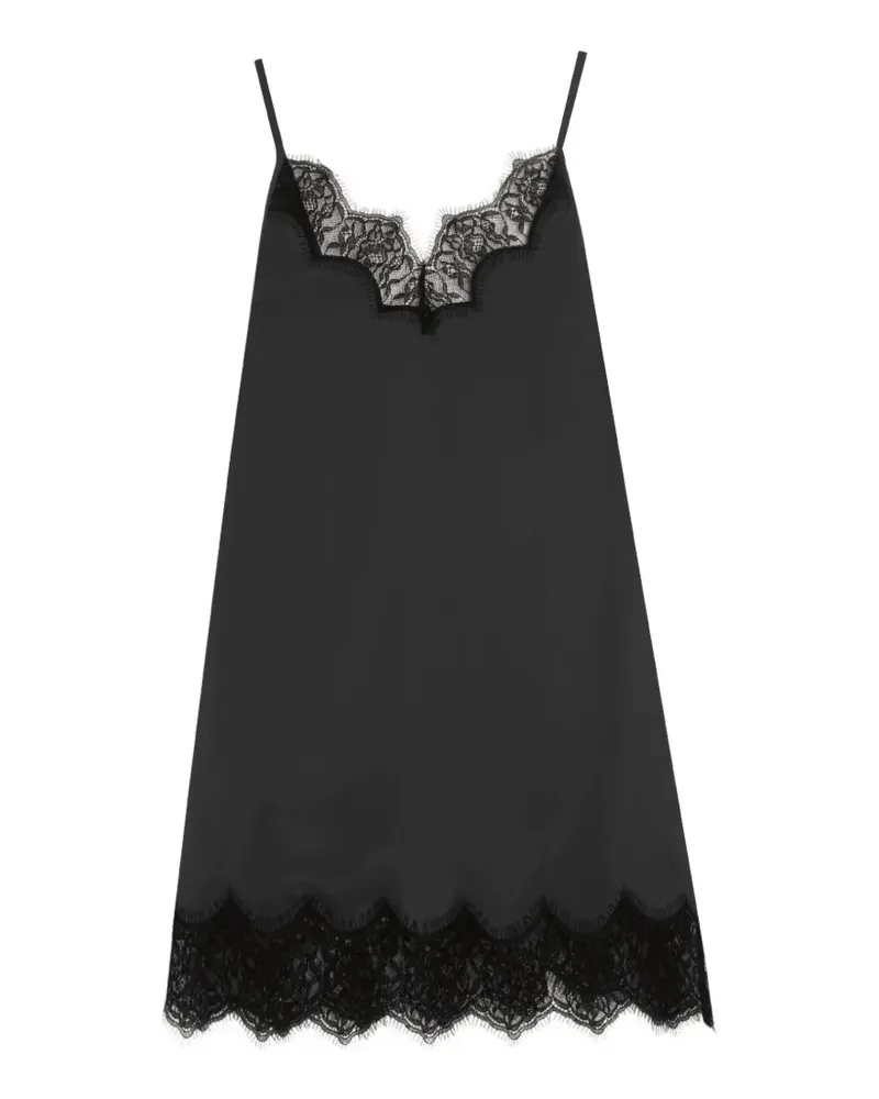 Vera Wang Sibel Minikleid mit Spitzenbesatz - Schwarz Schwarz