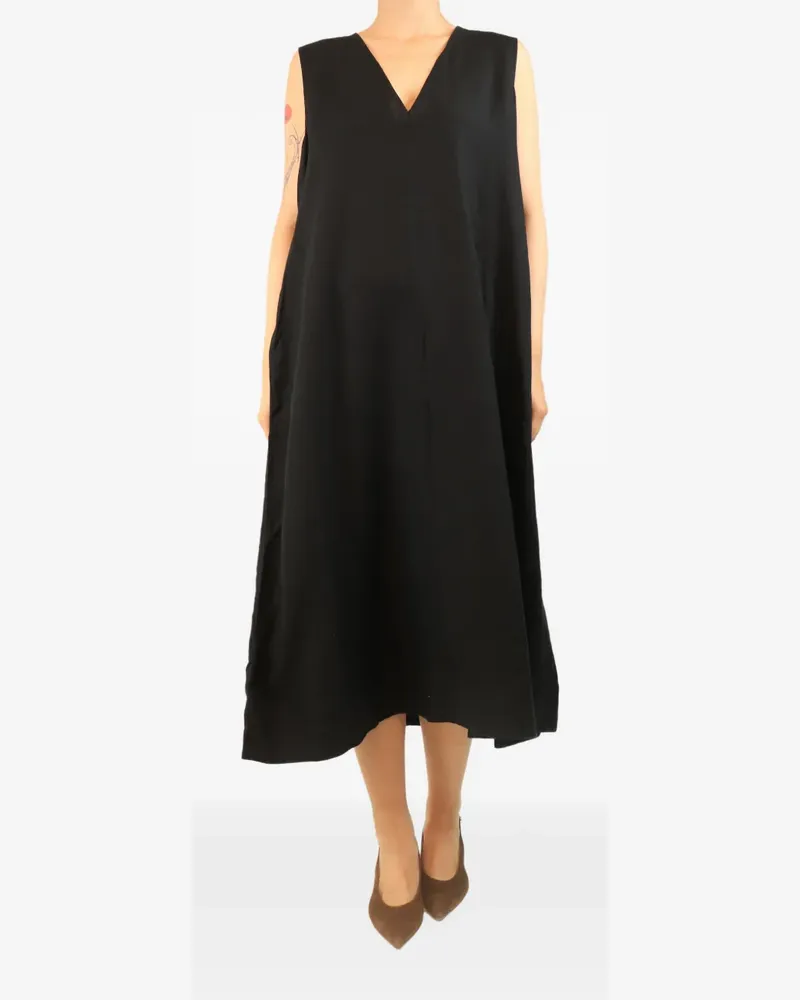 ASCENO Midikleid mit V-Ausschnitt - Schwarz Schwarz