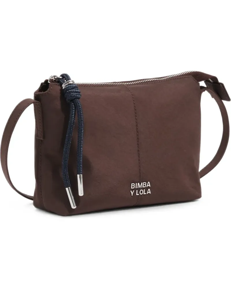 BIMBA Y LOLA Mini Schultertasche aus Nylon - Braun Braun