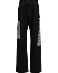 Yohji Yamamoto Straight-Leg-Jeans mit Einsätzen Schwarz