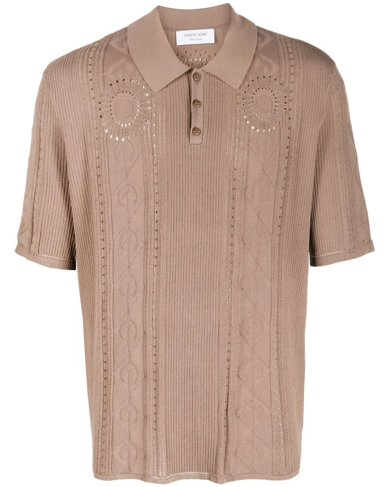 Marine Serre Moon Diamant Poloshirt mit Zopfmuster - Braun Braun