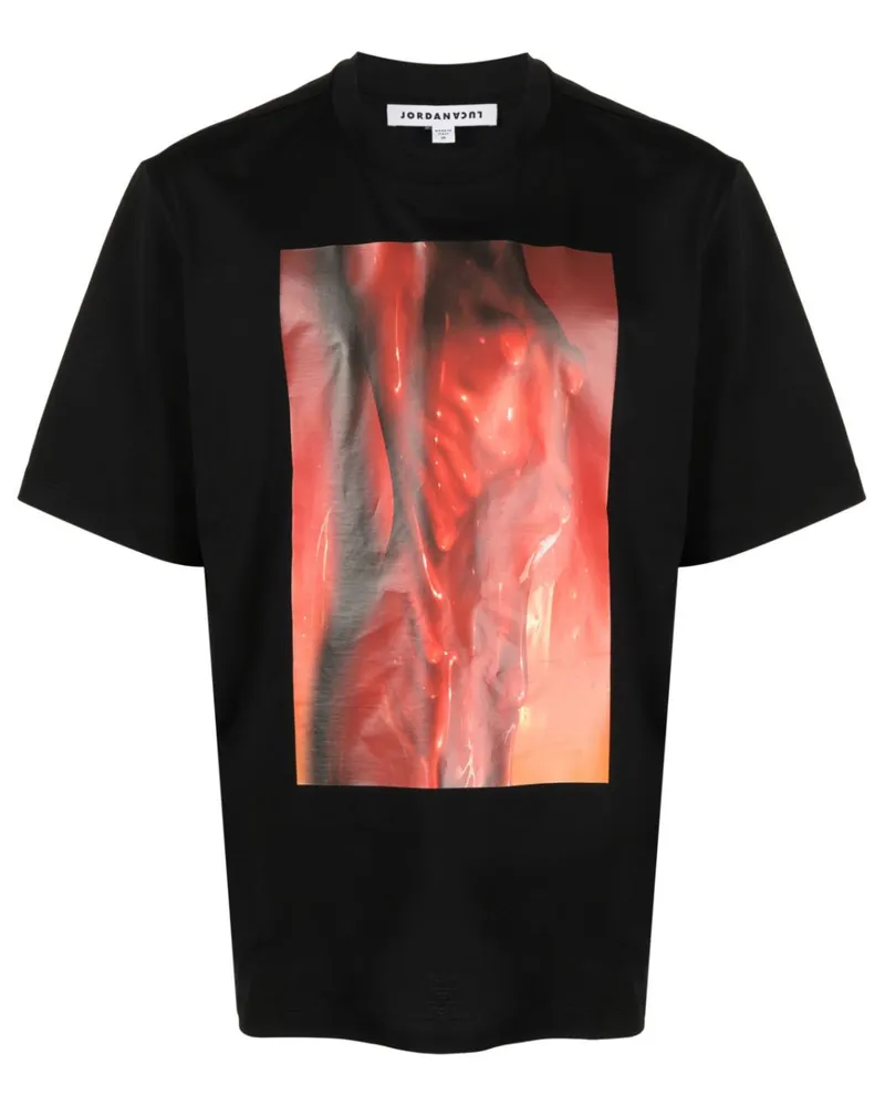 JORDANLUCA T-Shirt mit grafischem Print - Schwarz Schwarz