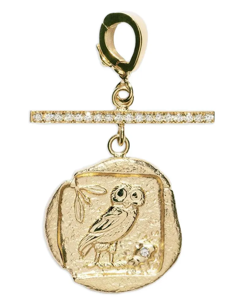 AZLEE 18kt Owl Athena Gelbgoldanhänger mit Diamanten Gold