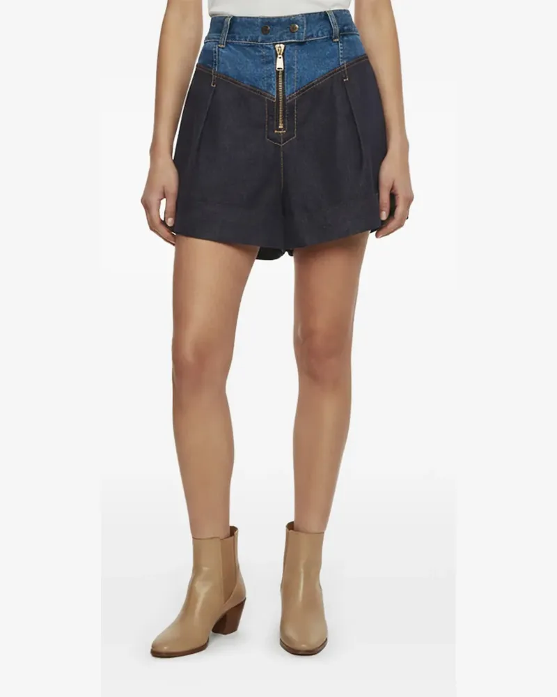 Zimmermann panelled wide-leg denim shorts - Blau Blau