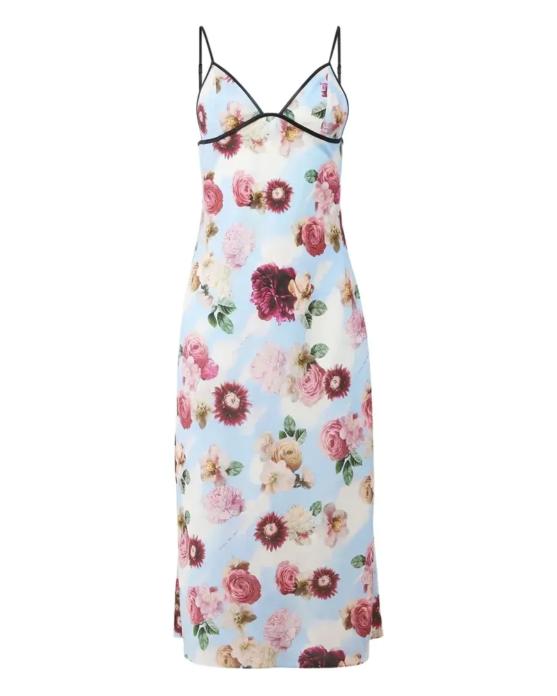 Fleur Du Mal Midikleid mit Dream of Fleur-Print - Blau Blau