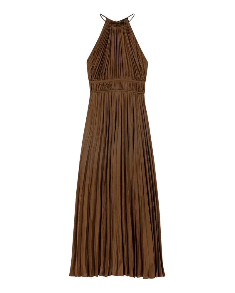 Maje pleated halterneck midi dress - Braun Braun