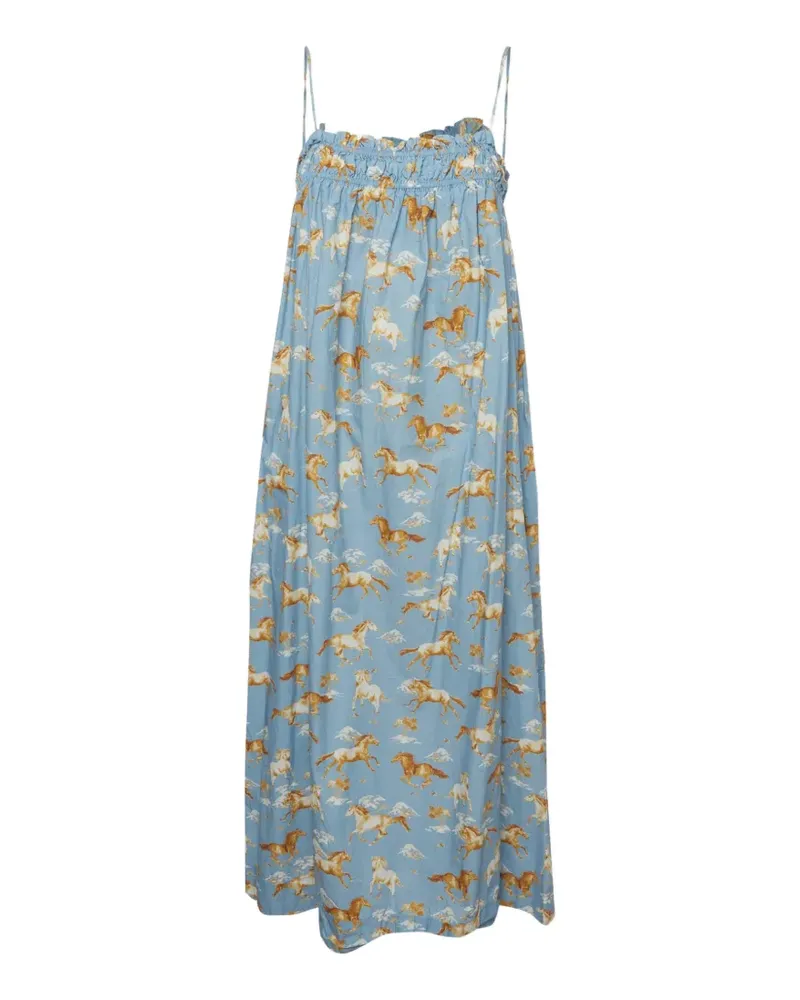 Ganni horse-print strappy dress - Blau Blau