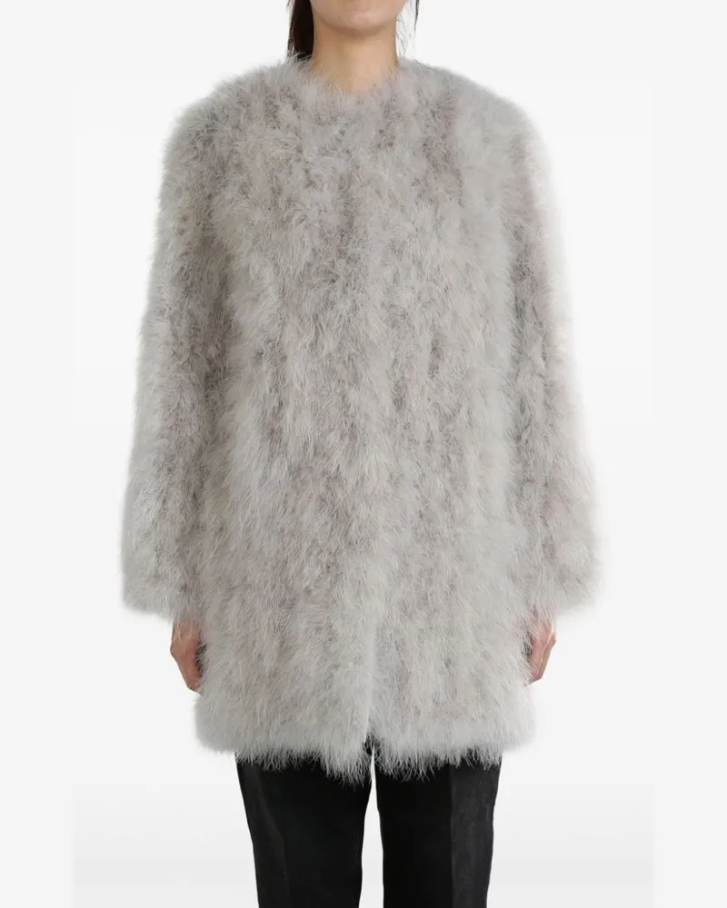 Yves Salomon feather-detailing coat - Grau Grau