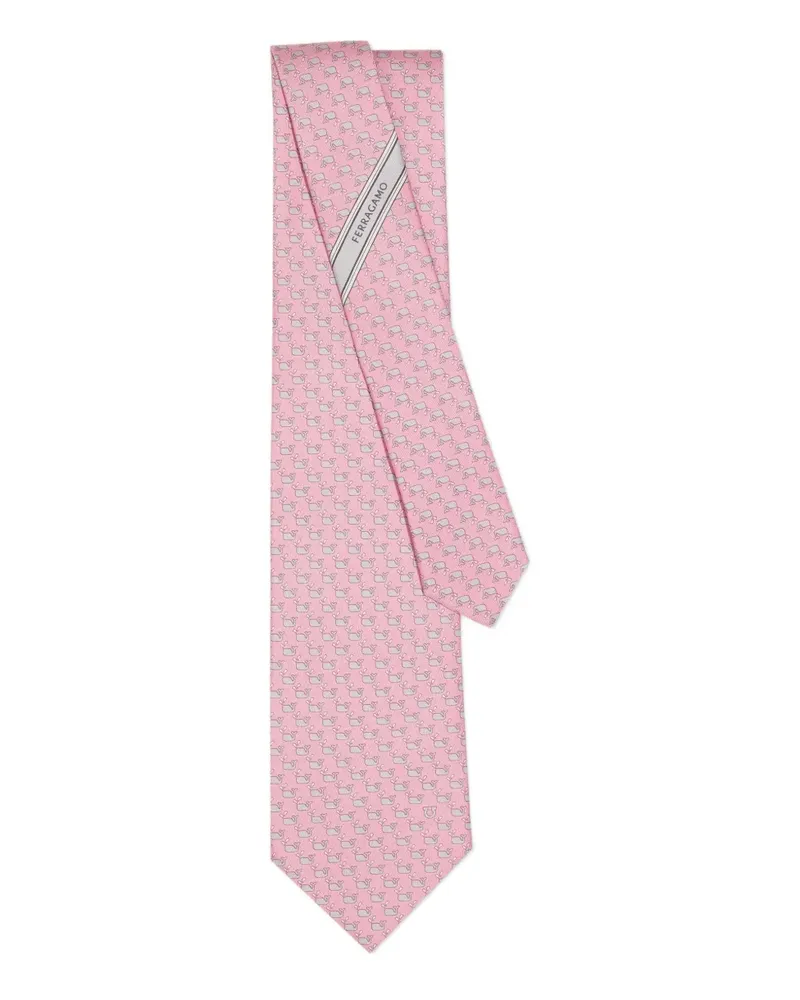 Ferragamo Seidenkrawatte mit Wal-Print - Rosa Rosa