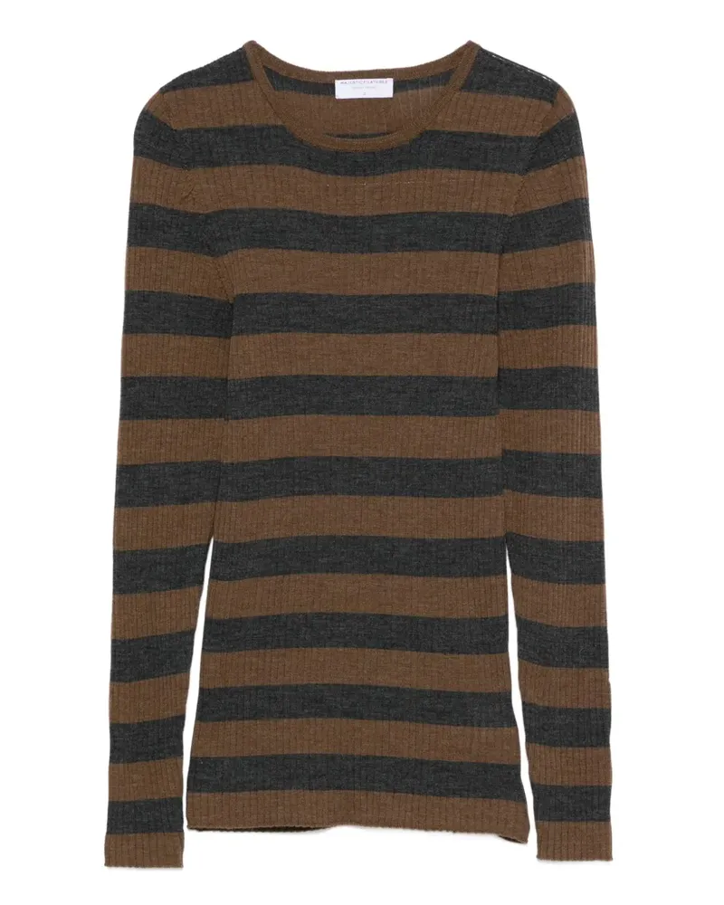 Majestic Gestreifter Pullover - Braun Braun