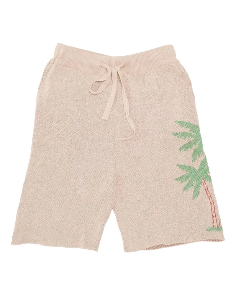 The Elder Statesman palm-tree drawstring shorts - Nude Nude