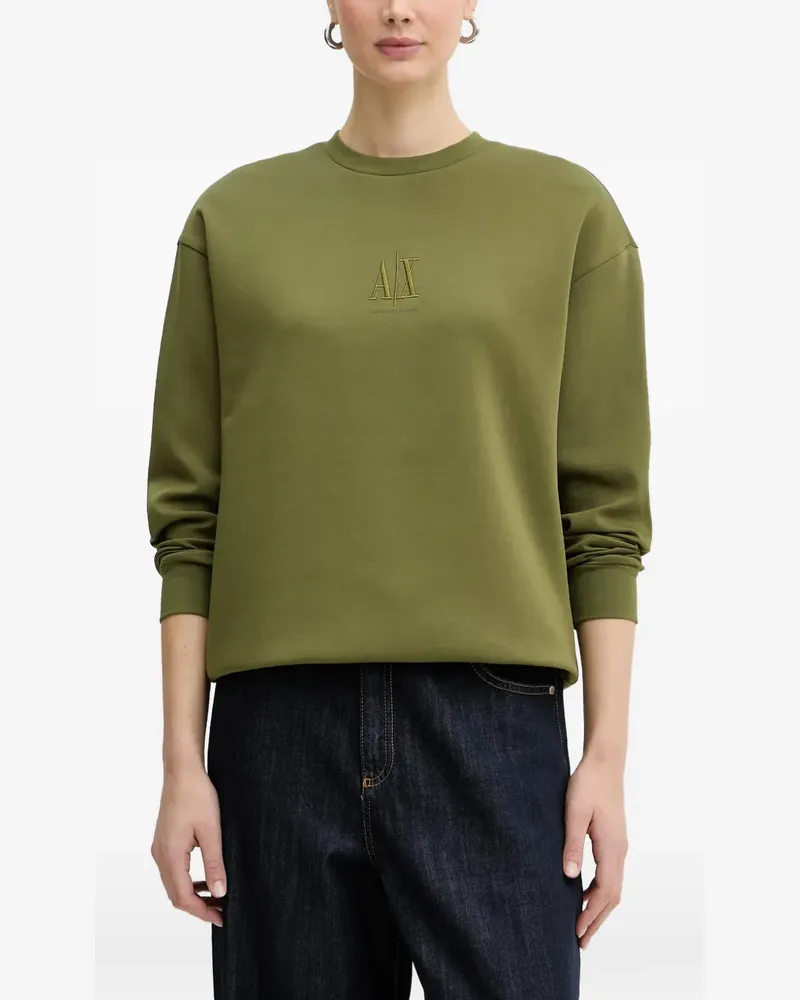 Armani Exchange Sweatshirt mit Logo-Stickerei - Grün Grün