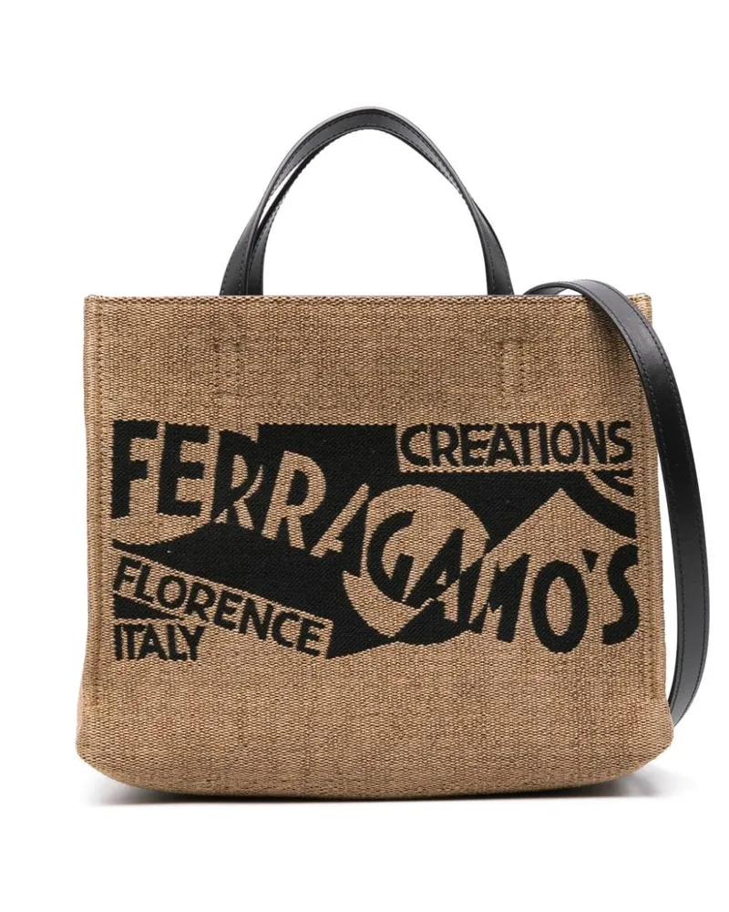Ferragamo Kleine Shopper mit Logo-Stickerei - Nude Nude