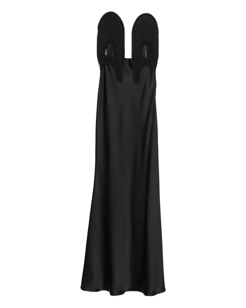 NISSA Maxikleid mit Fransen - Schwarz Schwarz