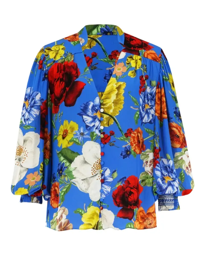 Alice + Olivia Bluse mit Blumenprint - Blau Blau