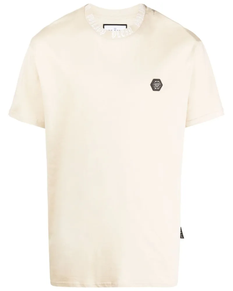 Philipp Plein T-Shirt mit Logo-Patch - Nude Nude