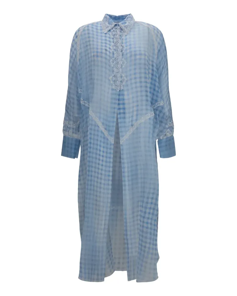 Ermanno Scervino gingham lace-trim dress - Blau Blau