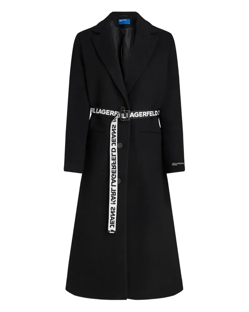 Karl Lagerfeld Mantel aus Logo-Jacquard mit Gürtel - Schwarz Schwarz