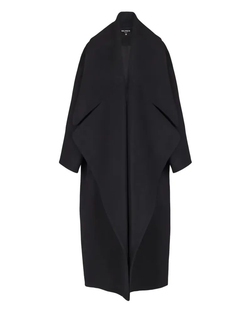 Balmain Wollmantel mit Oversized-Revers - Schwarz Schwarz