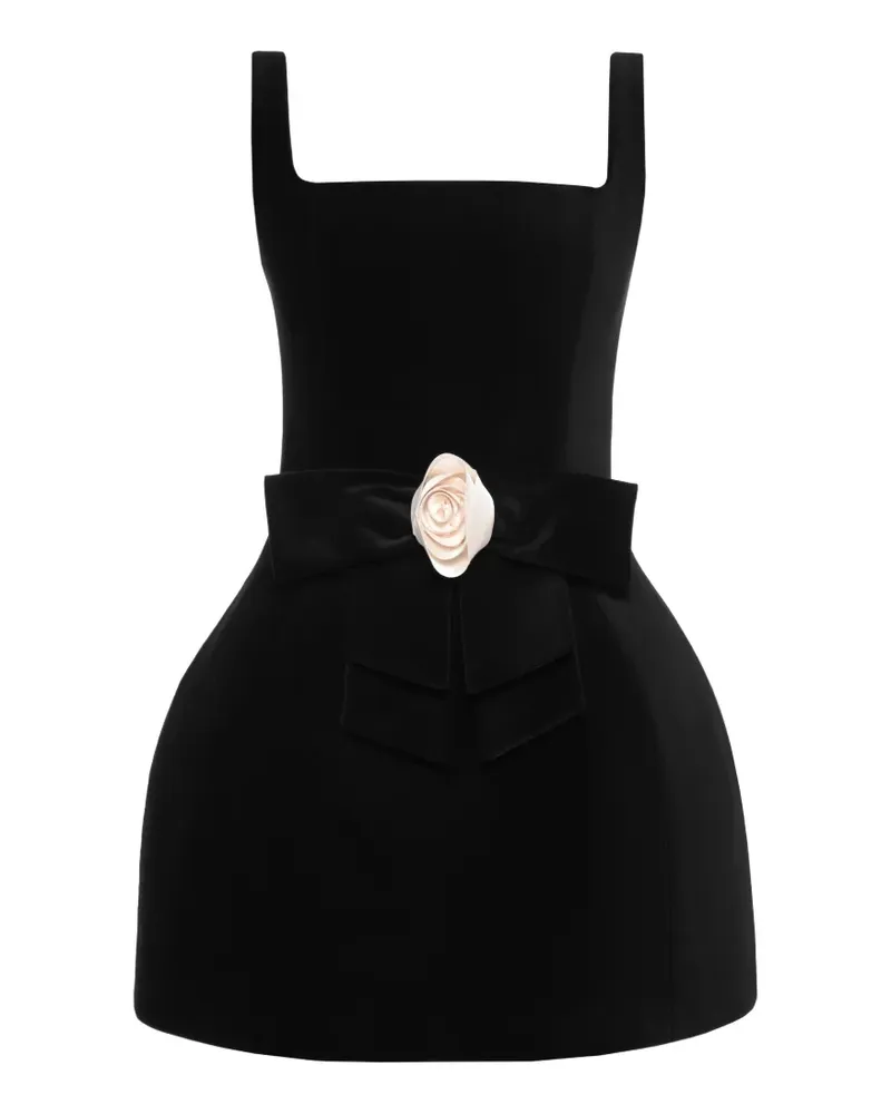 ANOUKI rose-appliqué mini dress - Schwarz Schwarz