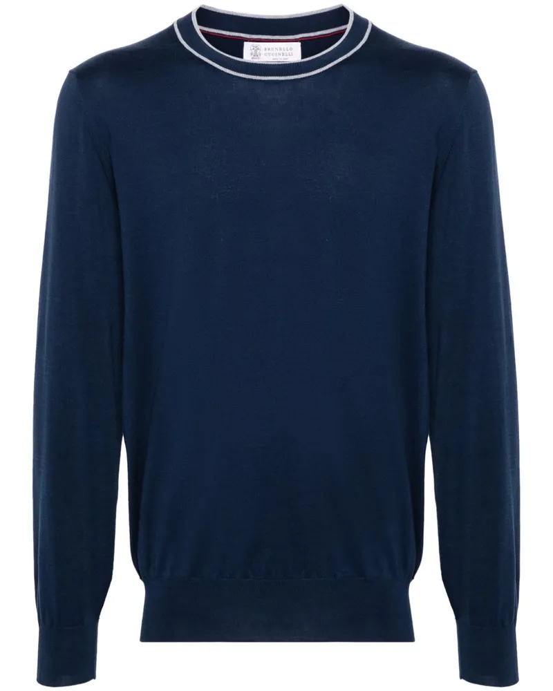Brunello Cucinelli Pullover mit Kontrastkragen - Blau Blau
