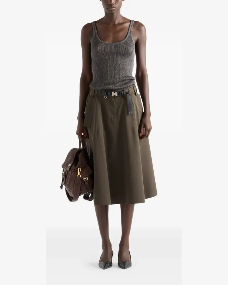 Prada logo belted midi skirt - Grün Grün