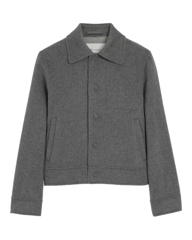 AMI Paris Jacke aus Wolle und Kaschmir mit Knopfleiste - Grau Grau