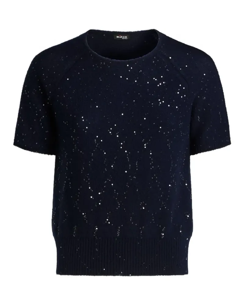 Kiton Kurzärmeliger Pullover mit Pailletten - Blau Blau
