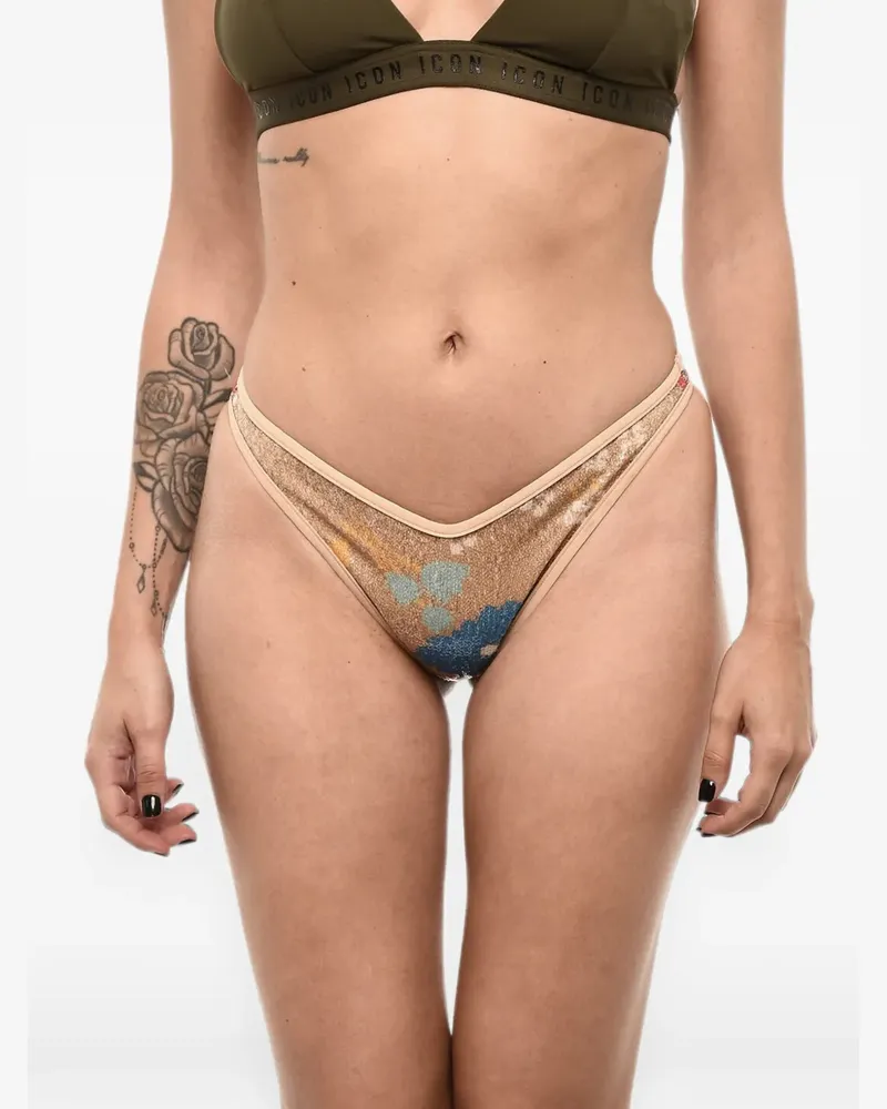 Dsquared2 Badehose mit Pailletten und Blumenprint - Nude Nude