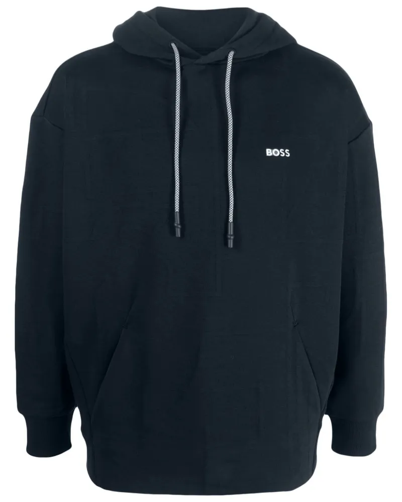HUGO BOSS Hoodie mit Logo-Stickerei - Blau Blau