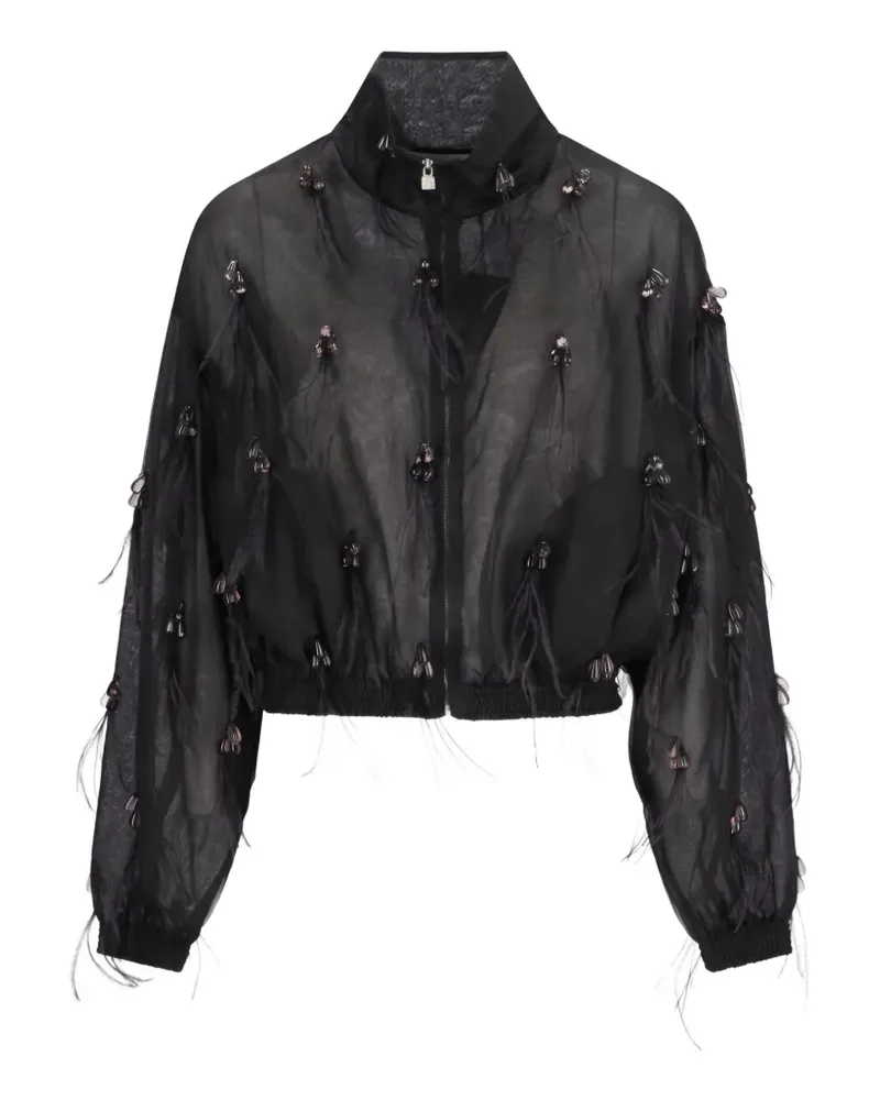 Giuseppe di Morabito feather-embellished bead-detail bomber jacket - Schwarz Schwarz