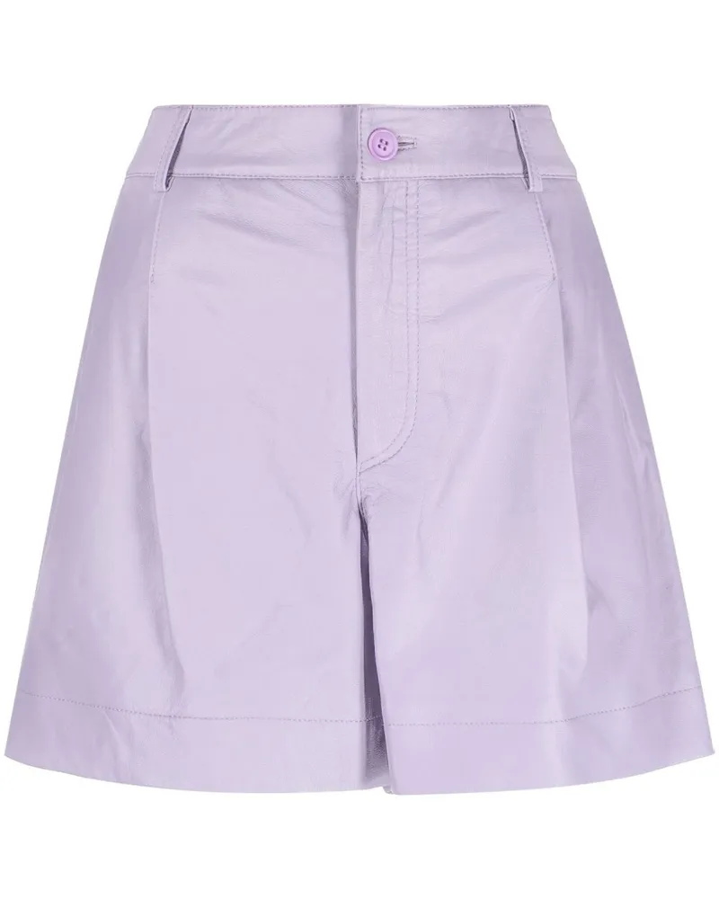 P.A.R.O.S.H. Ledershorts mit hohem Bund - Violett Violett