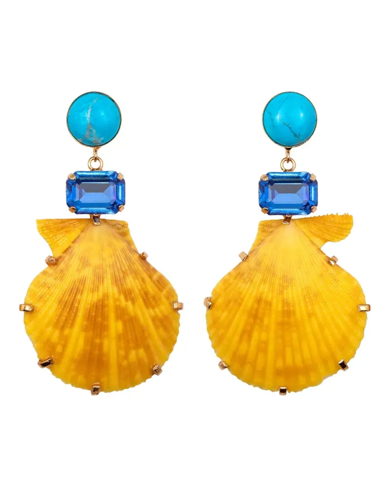 Jennifer Behr Safira shell-pendant earrings - Gold Gold