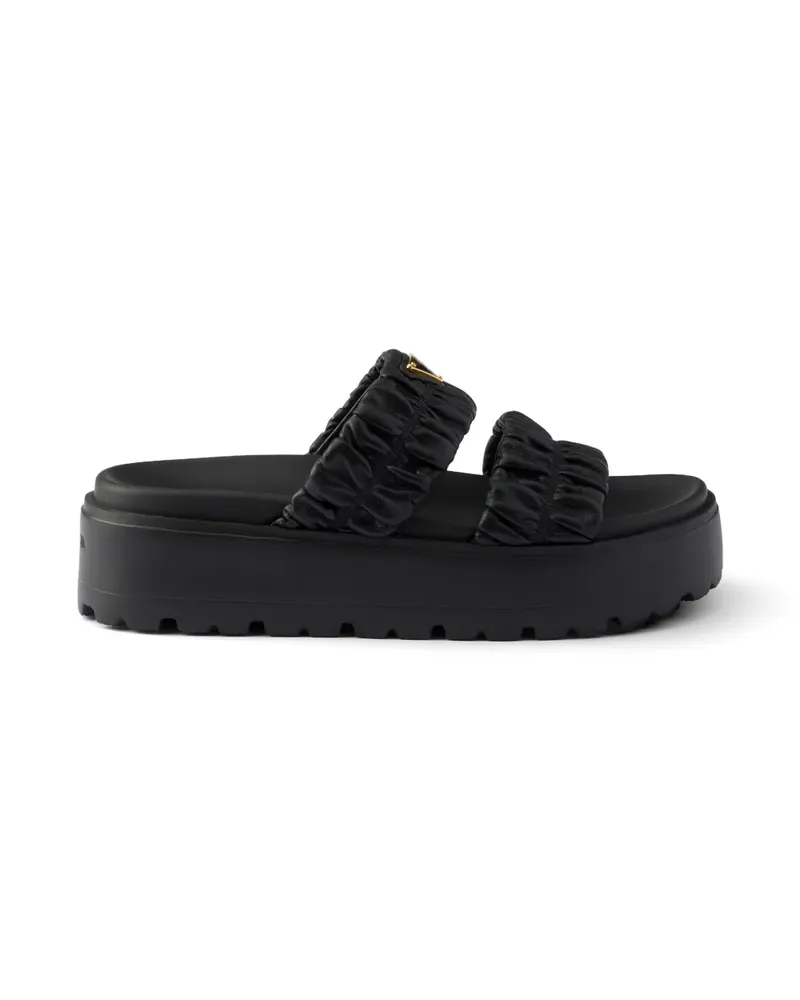 Prada Matelassé nappa leather flatform slides - Schwarz Schwarz