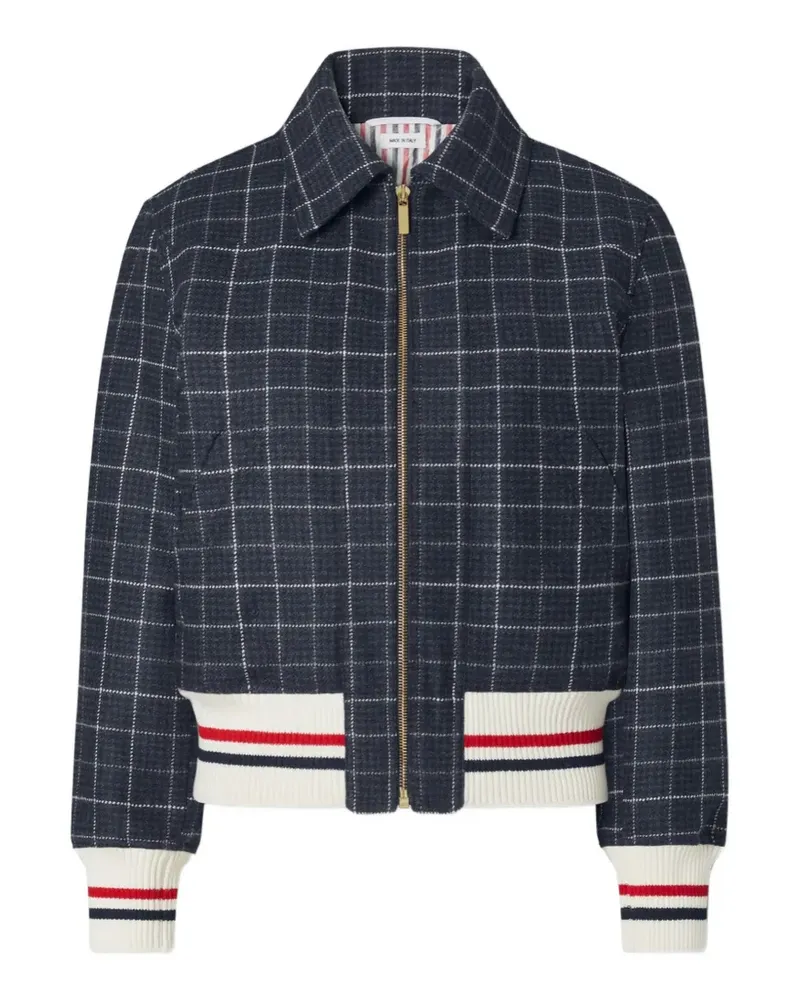 Thom Browne Teviot Tweed-Jacke mit Hahnentrittmuster - Blau Blau