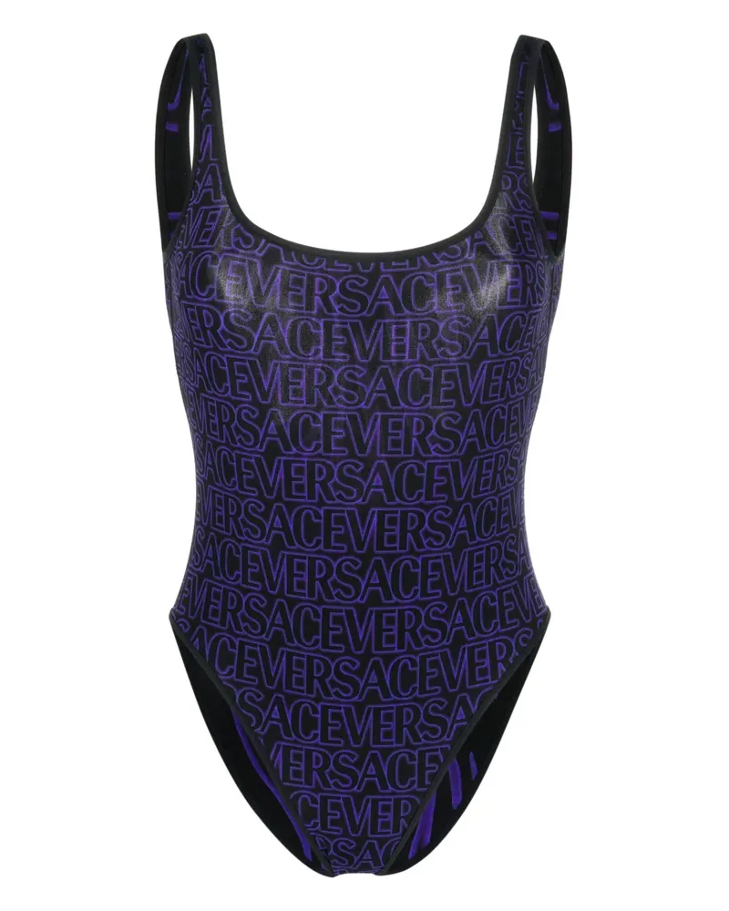 Versace Wendbarer Badeanzug mit Logo-Print - Schwarz Schwarz