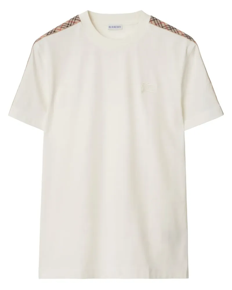 Burberry T-Shirt mit karierten Borten - Weiß Weiß