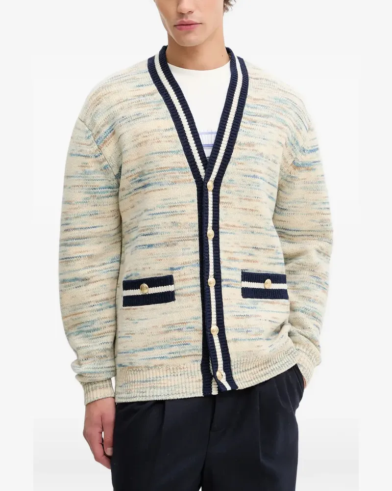 Drôle de Monsieur mouliné striped-trim cardigan - Nude Nude