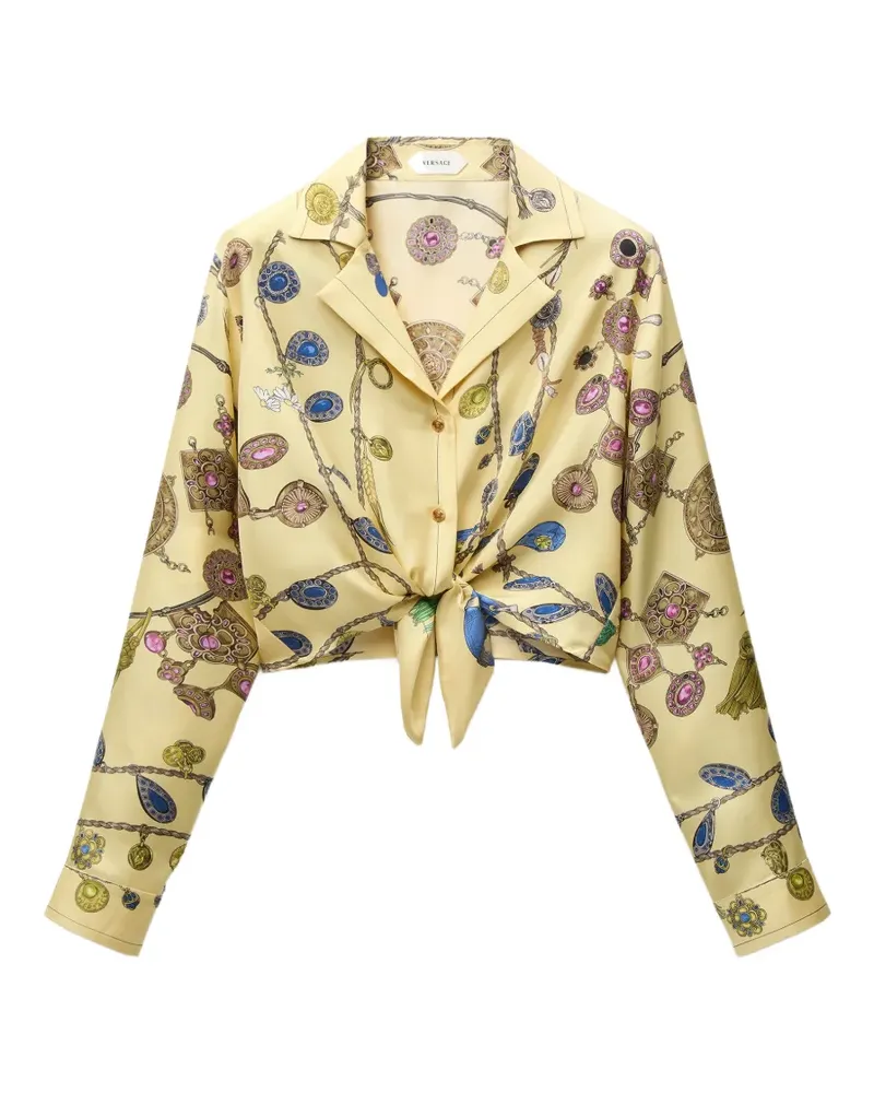 Versace Hemd mit Krawatte und Taille mit Schmuck-Print - Gelb Gelb
