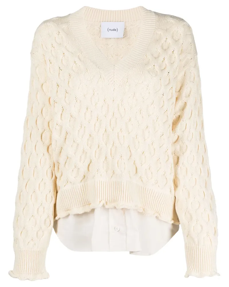NUDE Pullover im Layering-Look - Weiß Weiß