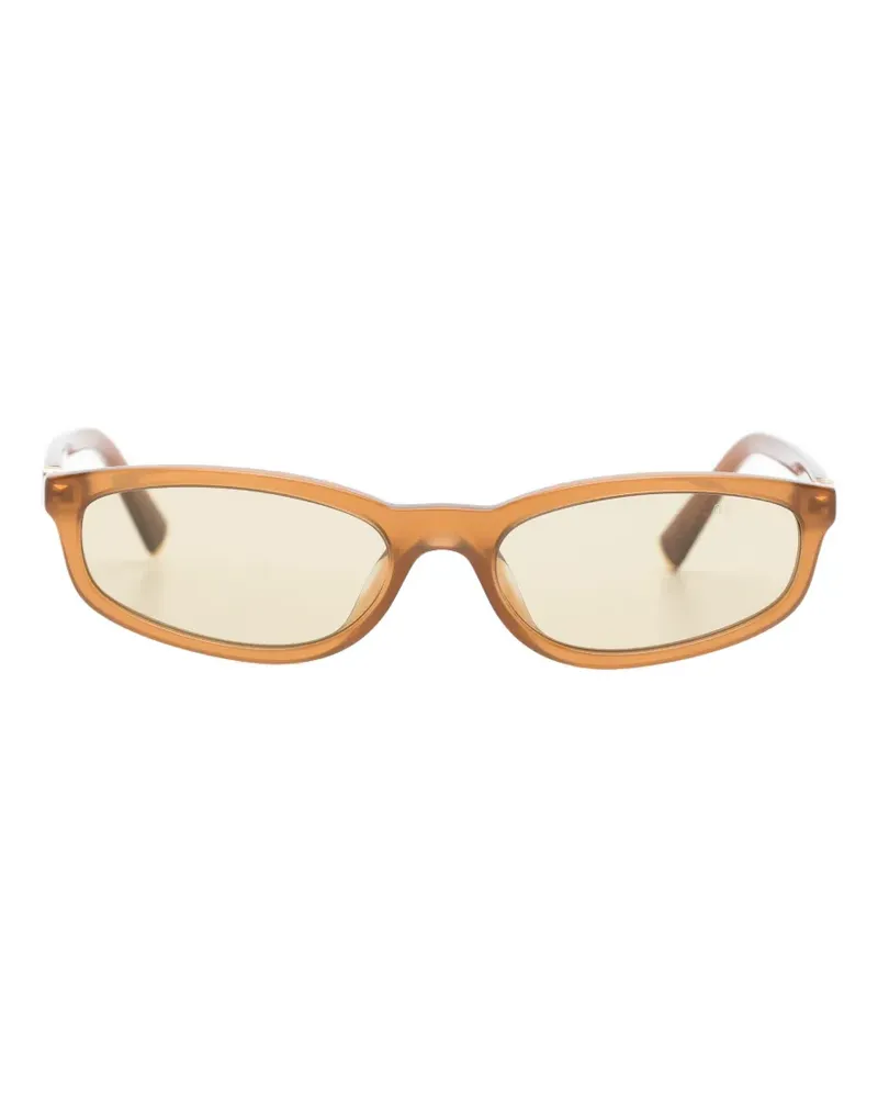Miu Miu Regard Sonnenbrille mit Logo-Schild - Braun Braun